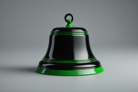 Black and green color bell product displayの素材