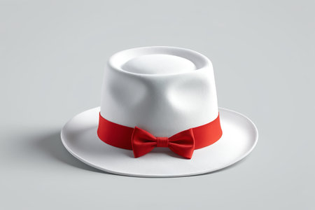 White hat with red bow materialの素材