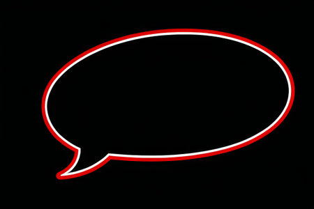Red White Conversation Bubble on Black Backgroundの素材