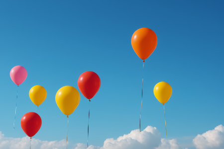 Colorful balloons floating in the skyの素材
