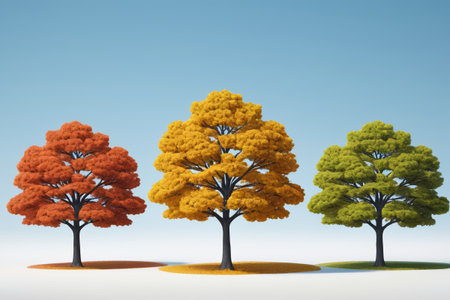 Three trees of different seasonal colorsの素材