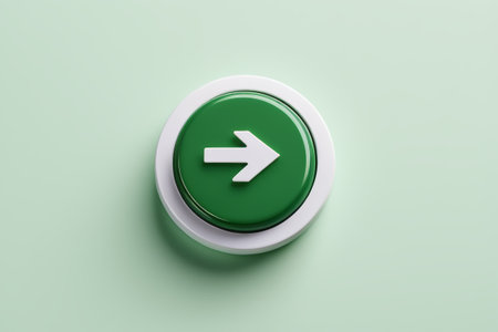Close-up of the green arrow button iconの素材