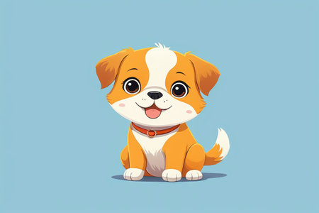 Cute cartoon puppy sitting figureの素材