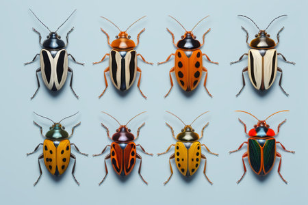 A display of various color beetlesの素材
