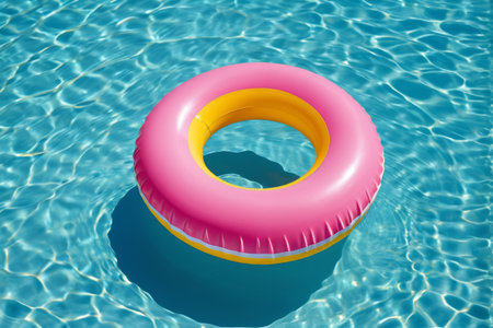 Pink swimming rings in the poolの素材