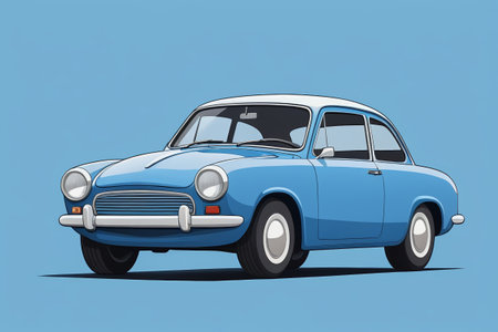 Blue Vintage Animated Carの素材