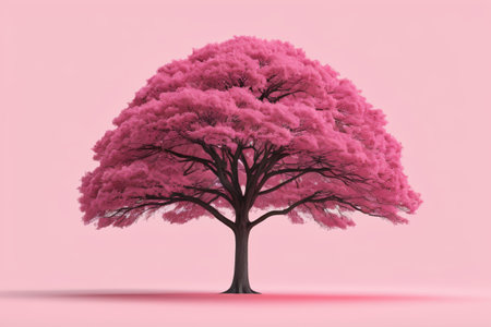 Single tree material on pink backgroundの素材
