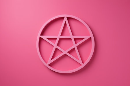 Pentagram graphic design on pink backgroundの素材