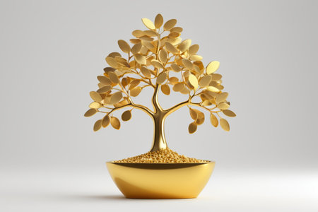 Golden potted fortune treeの素材