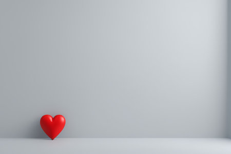 Red heart on gray backgroundの素材