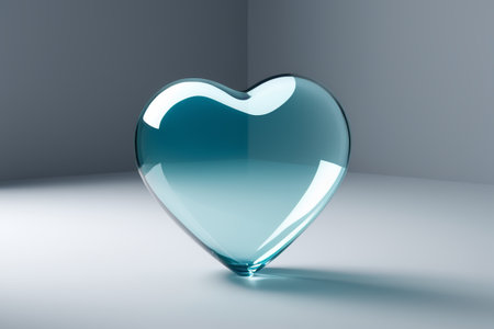 Close-up of blue heart-shaped transparent objectの素材