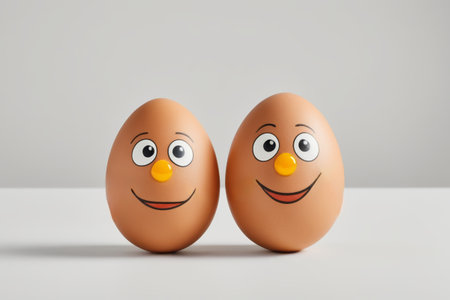 Close up of decorated eggs with emoticonsの素材