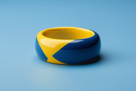 Close-up of the blue and yellow color braceletの素材