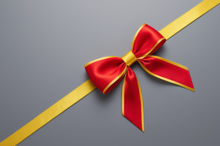 Red and gold ribbon bow decorationの素材