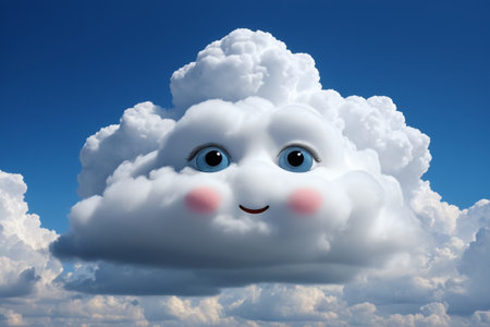 Anthropomorphic smiley face cloud natural sceneの素材