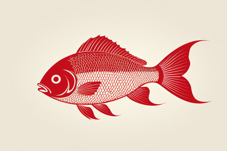 Red fish pattern design materialsの素材