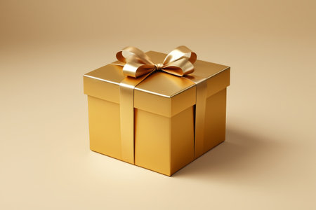 Gold Gift Box with Bow Close-upの素材