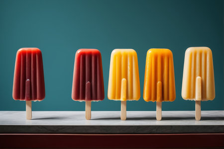 Multicolor popsicles on the countertopの素材