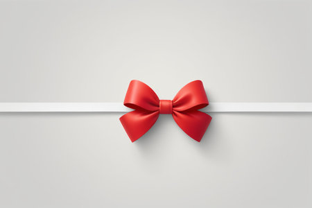 Red bow on white ribbonの素材