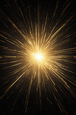 Golden light radiates abstract backgroundの素材