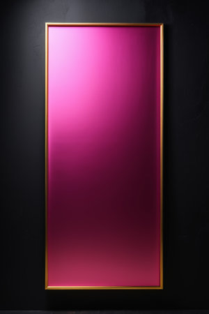 Pink decorative painting with gold border on black backgroundの素材