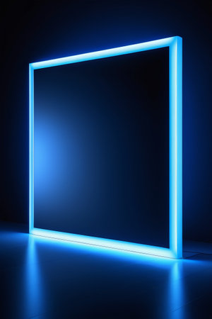 Blue light-up square frame backgroundの素材