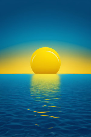 Golden sun rising over the seaの素材