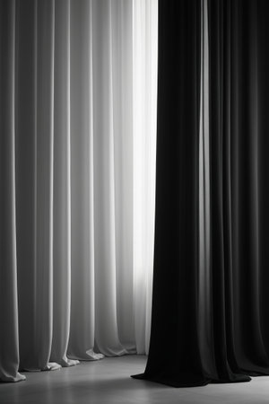 Interior black and white two-tone draped curtainsの素材