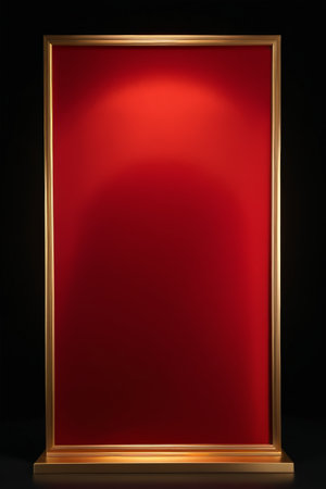 Gold border red background display frameの素材