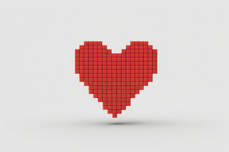 Red pixel heart patternの素材