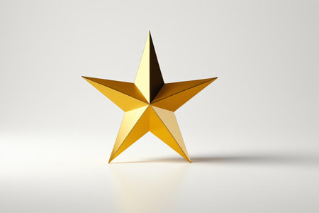 Golden five-pointed star stereoscopic iconの素材