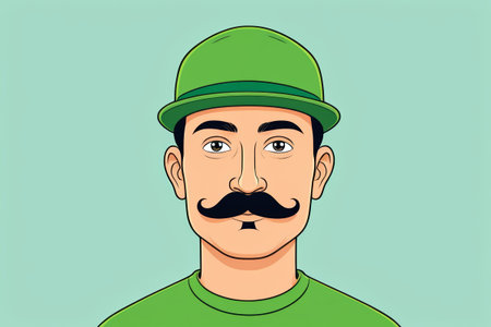 Illustration of a man with a cuckold and a beardの素材