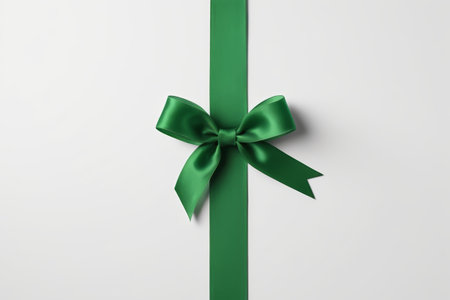 Green ribbon bow decorative imageの素材