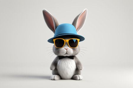 Fashionable bunny with hat and sunglassesの素材