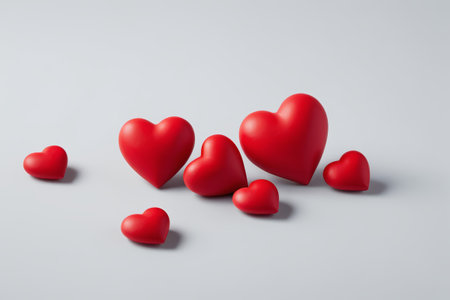 Red hearts on a gray backgroundの素材