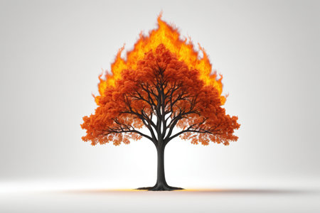 Orange-red tree material with flame effectの素材