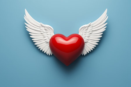 Red heart pattern with wingsの素材