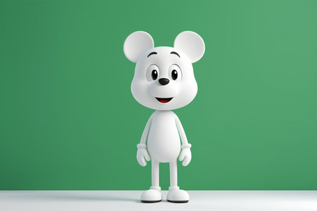 Cartoon bear image on green backgroundの素材