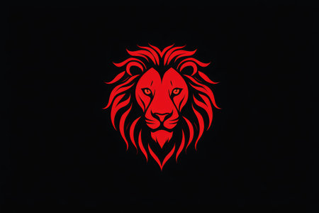 Red Lion Head Abstract Pattern Design Materialの素材