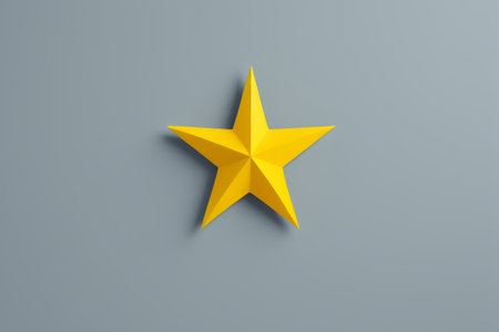 Yellow five-pointed star on a gray backgroundの素材