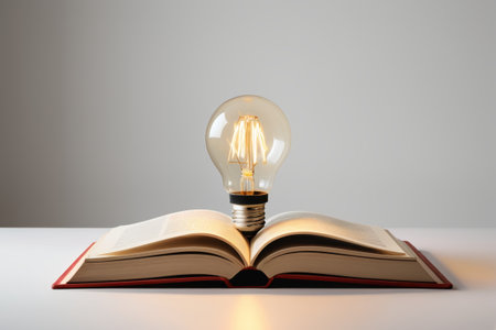Light bulb on an open bookの素材