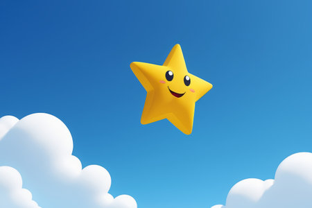 Cartoon stars flying in the blue skyの素材