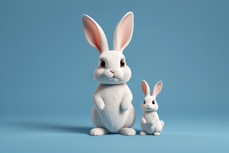 Close-up footage of two white rabbitsの素材