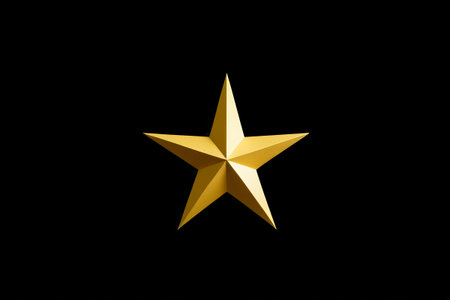 Gold pentagram on black backgroundの素材