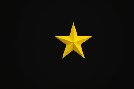 Yellow solid pentagram on black backgroundの素材