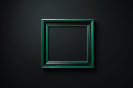 Green picture frame on black backgroundの素材
