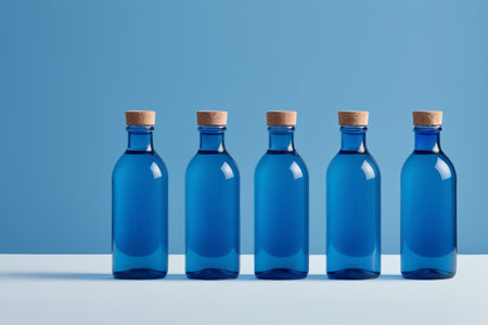 Blue glass bottle with cork still lifeの素材