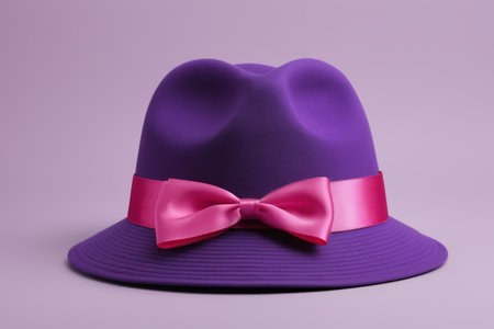 Purple hat with pink bowの素材