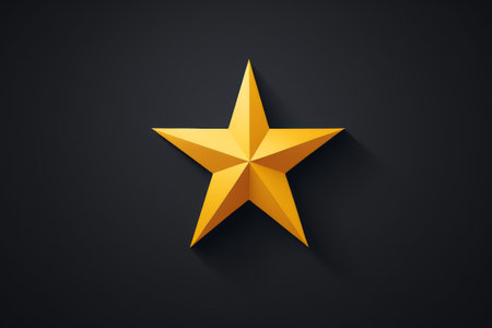 Golden solid pentagram on black backgroundの素材