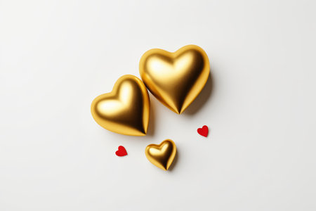 Gold heart pattern with small red heart decorationの素材